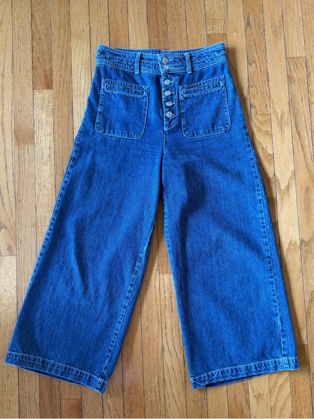 Free People High-Waist Wide Leg Cropped Button-Fly jeans - size 29